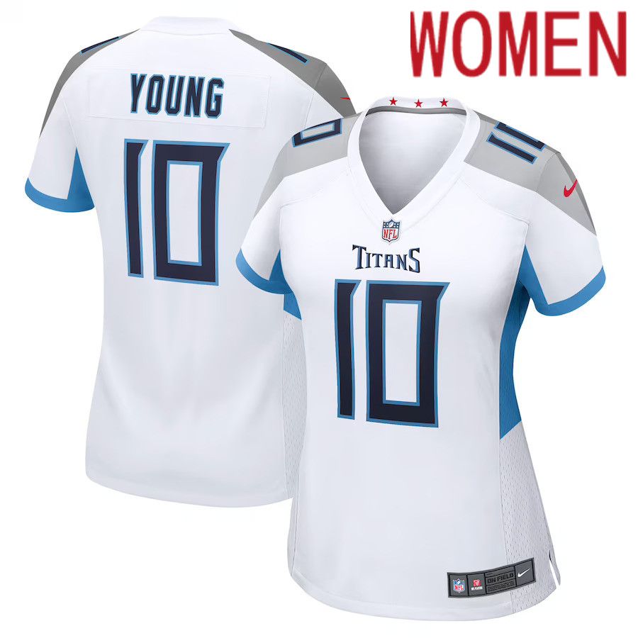 Women Tennessee Titans #10 Vince Young Nike White Retired Game NFL Jersey->women nfl jersey->Women Jersey